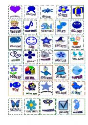 English Worksheet: blue stickers