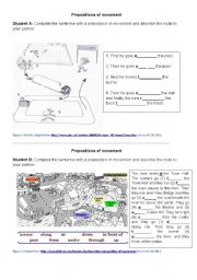English Worksheet: Preposition of movement route