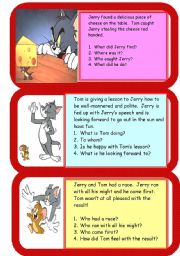 English Worksheet: Tom and Jerry - mini comprehensions