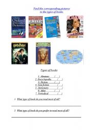 English worksheet: Types of Books