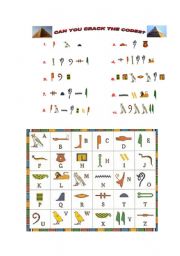 English Worksheet: hieroglyphics code