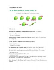 English worksheet: Prepositions of Place