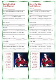 English Worksheet: SARAH BRIGHTMAN - DUST IN THE WIND