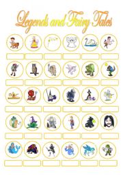 English Worksheet: LEGENDS AND FAIRY TALES VOCABULARY