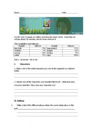 English Worksheet: shrek-cartoon