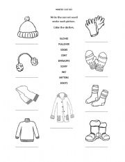 English Worksheet: Winter Clothes