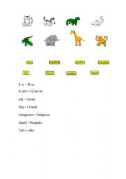English Worksheet: animals and adjectives