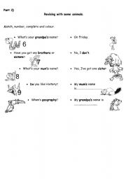 English worksheet: Revising with some animals part2