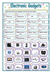 English Worksheet: Electronic Gadgets - Matching 