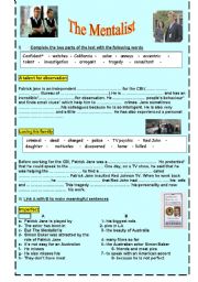 the mentalist a worksheet about the actor Simon Baker