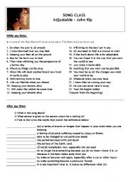 English Worksheet: Song Class - Adjustable (by John Kip)