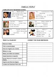 English Worksheet: VERB TO BE - FAMOUS PEOPLE