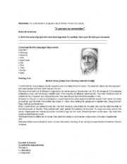 English Worksheet: Mother Teresa de Calcuta