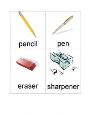 English Worksheet: School Vocabulary Flash Cards (set of 20)