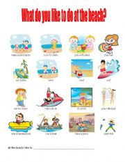 English Worksheet: What do you like to do at the beach?
