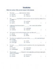 English Worksheet: Vocabulary