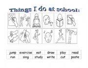 English Worksheet: Things I do at school
