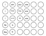 English Worksheet: Contraction Cars