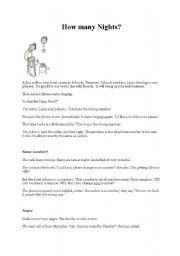 English Worksheet: Text : How many nights