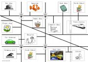 English worksheet: DIRECTIONS - Conversations and maps - lower intermediate level (street) map