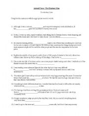 English worksheet: Animal Farm (book) The Elephant Man (movie) Vocabulary Test