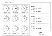 English Worksheet: TELLING TIME  (  with both analog and digital forms )