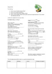 English Worksheet: Saint Patricks Day Song Activity - John Mayer