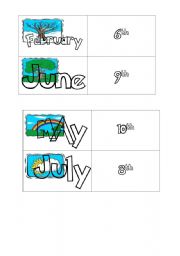 English Worksheet: Months / ordinal numbers DOMINO (part 3/3)