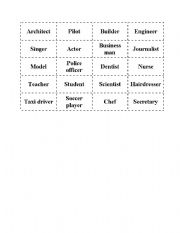 English Worksheet: JOB BINGO