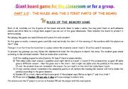 English Worksheet: memory board game for the class or a group part 1/2