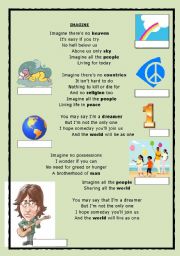 Imagine by John Lennon, Lyrics activity - ESL worksheet by lufranco