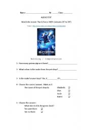English worksheet: Gforce movie activities