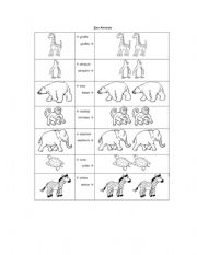 English worksheet: Singular and Plural Zoo Animals