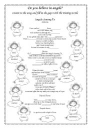 English worksheet: Song Worksheet - Angels Among Us By Alabama