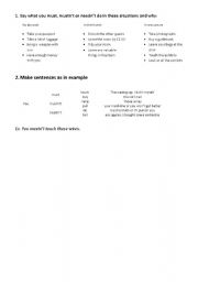 English worksheet: Must-mustnt - neednt do  activities