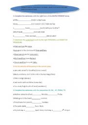English Worksheet: present simple,frequency adverbs,objective pronouns and time prepositions