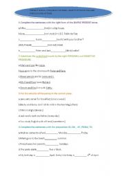 English worksheet: present simple,frequency adverbs,objective pronouns and time prepositions