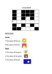 English Worksheet: crossword colours