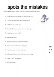 English worksheet: spots the mistakes