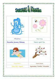 English Worksheet: seasons and months