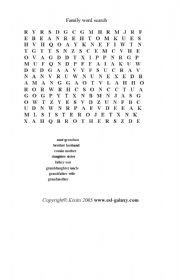 English worksheet: family word search