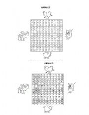 English Worksheet: Animal Puzzle
