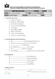 English worksheet: teste