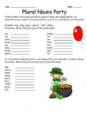 English Worksheet: Singular and Plural Nouns