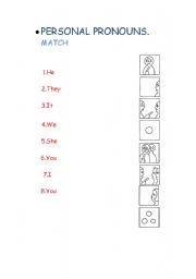 English worksheet: personal pronouns special needs matching