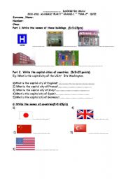English Worksheet: for fifth grade cities