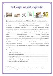 English Worksheet: past simple and past progressive with key