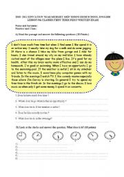 English Worksheet: simple present,time,tenses