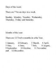 English Worksheet: Days and Months