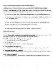 English Worksheet: CONGRESS INTERACTIVE LEARNING MODULE